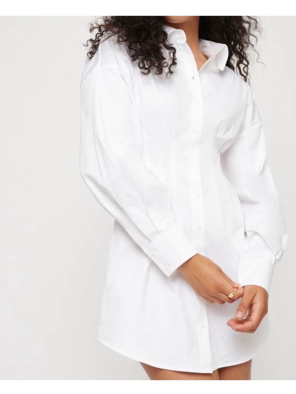 Dynamite White Long-Sleeve Shirt Dress